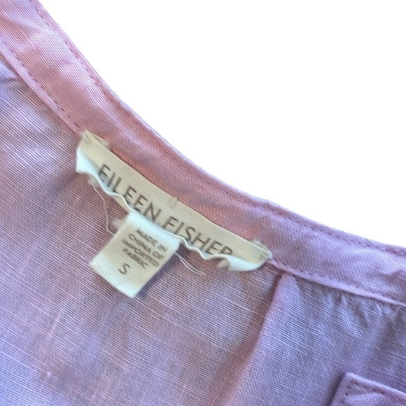 Eileen Fisher Linen Pink Mandarin Collar Long Sleeve Shirt Size Small - Picture 4 of 4